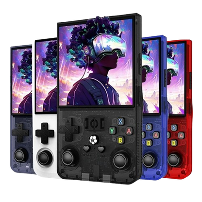 Transparent handheld retro console with HD screen, 4000mAh battery and USB-C fast charging