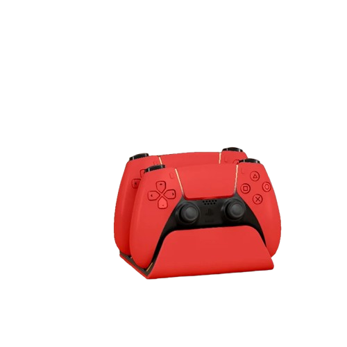 Red dual charging dock for PS5 controllers with LED indicators