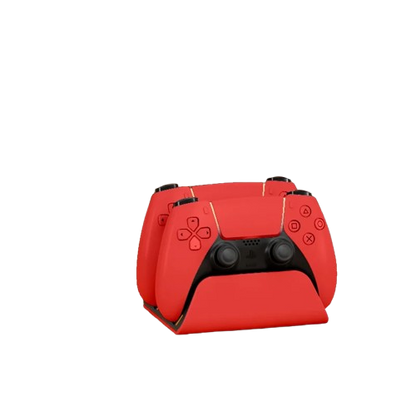 Red dual charging dock for PS5 controllers with LED indicators