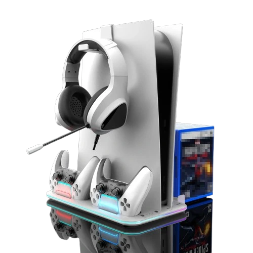 GameTower PS5 All-in-One Stand – Cooling Dock, Dual Charger & Headset Holder