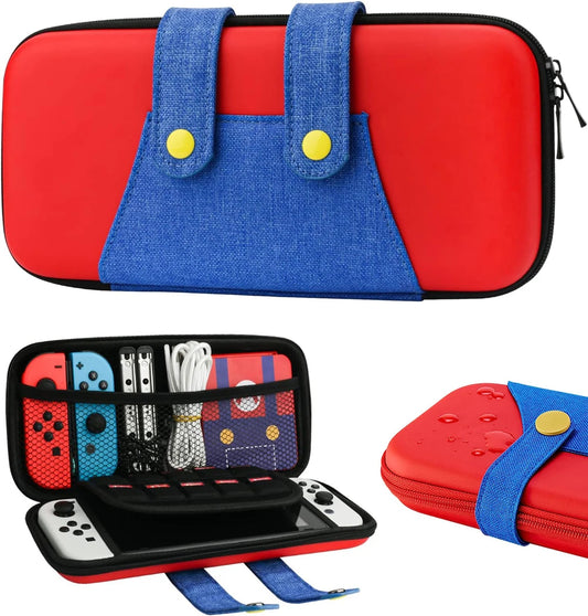 Shockproof Nintendo Switch travel case with 10 game slots and accessory compartments