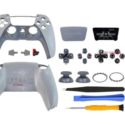 PS5 Controller Shell Repair Kit – Crystal Black Housing with Color Buttons (BDM-010/020/030/040/050 Compatible)