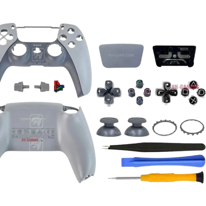 PS5 Controller Shell Repair Kit – Crystal Black Housing with Color Buttons (BDM-010/020/030/040/050 Compatible)