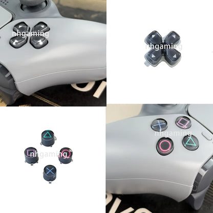 PS5 Controller Shell Repair Kit – Crystal Black Housing with Color Buttons (BDM-010/020/030/040/050 Compatible)