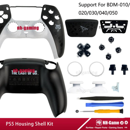 PS5 Controller Shell Repair Kit – Crystal Black Housing with Color Buttons (BDM-010/020/030/040/050 Compatible)