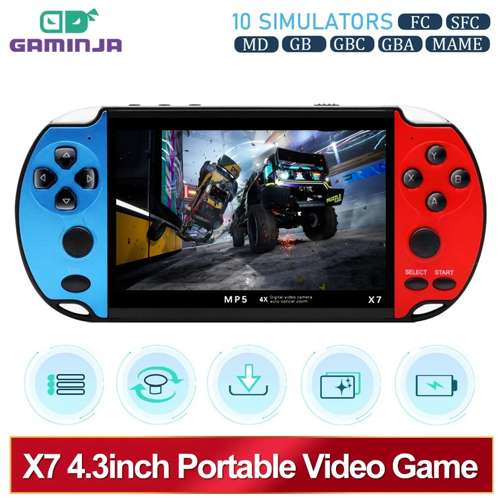 TurboPlay X7 Portable Console – 6000+ Games, HD Display & 10 Emulators