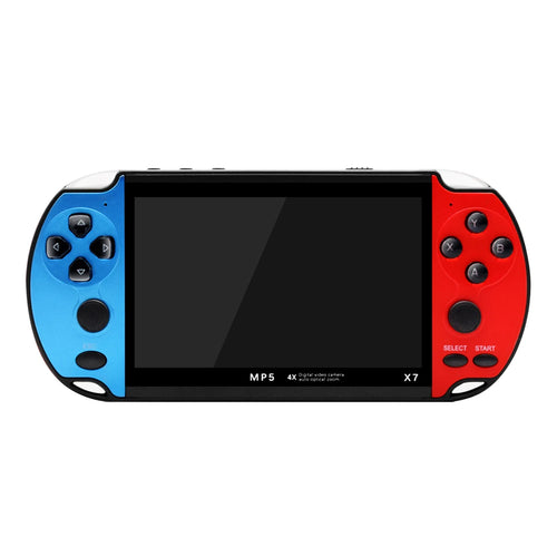 Blue and red portable gaming console with HD screen and 6000+ games