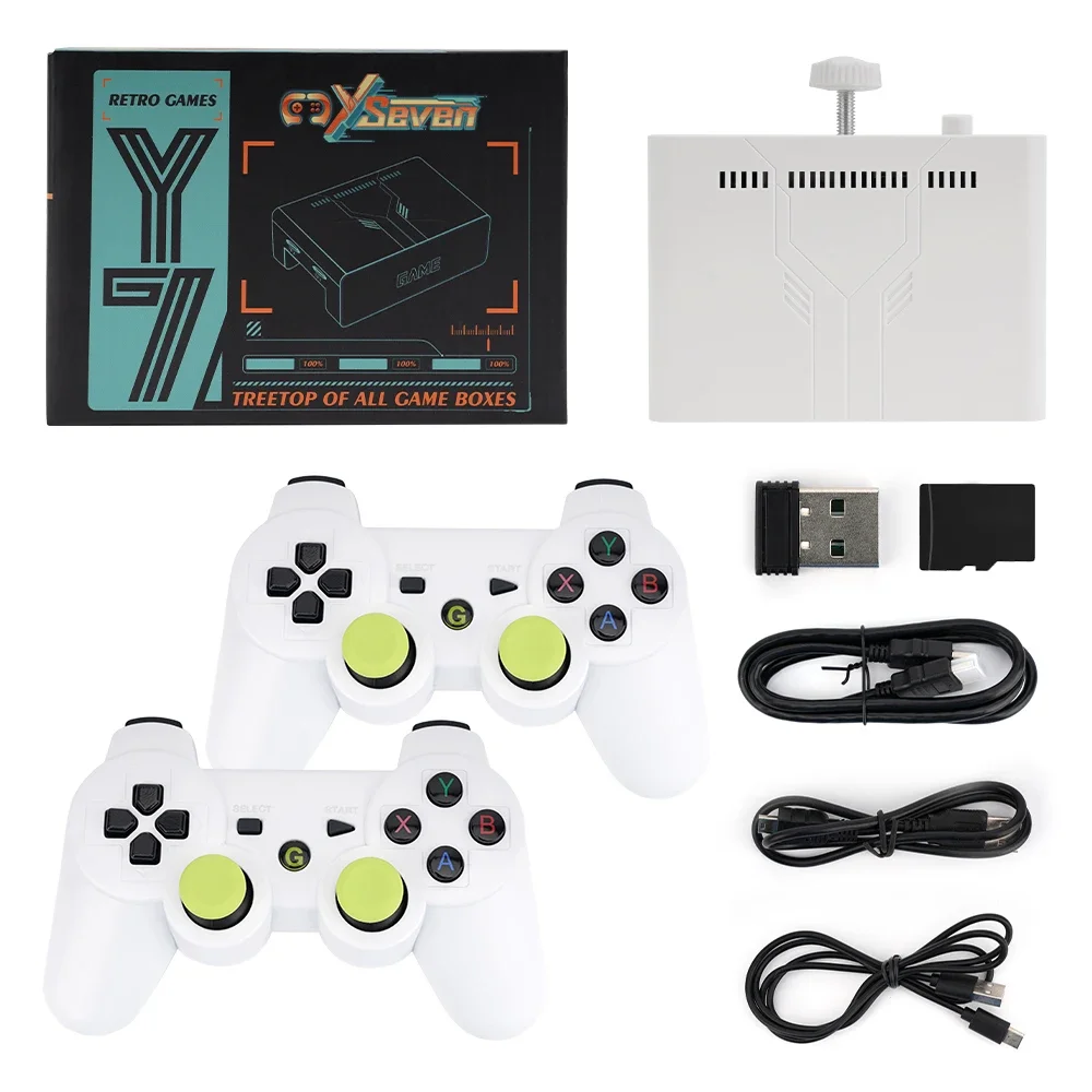 YG7 retro game console with wireless controllers and USB game stick – 10,000+ games